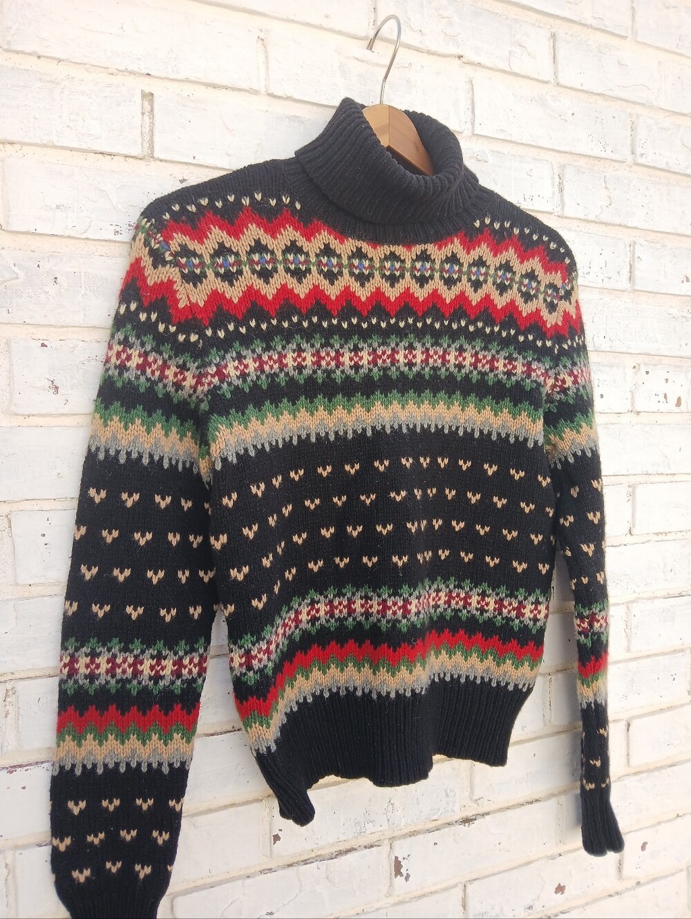 Vintage Ralph Lauren Wool Cashmere Fair Isle Turtleneck Sweater Multicolor - Picture 3 of 6